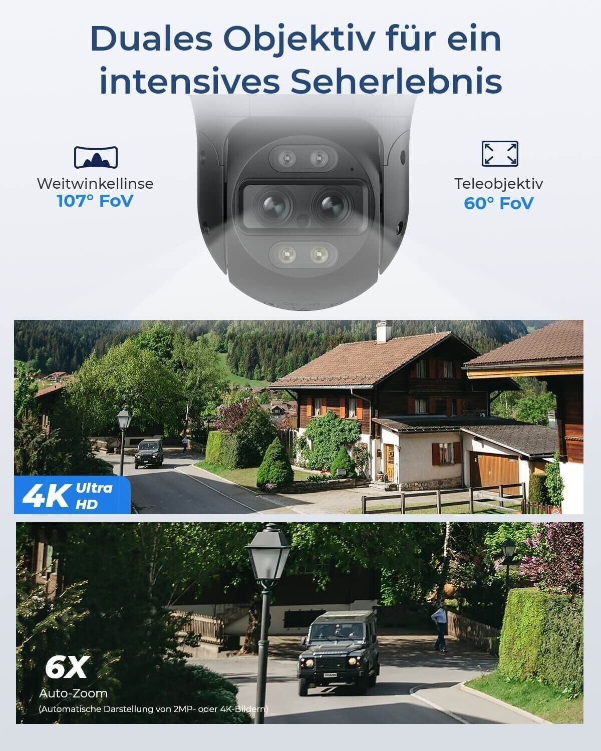 Reolink Trackmix WiFi 4K Überwachungskamera Aussen Dual-Objektiv Auto
